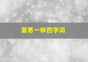 意思一样的字词