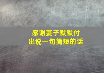 感谢妻子默默付出说一句简短的话