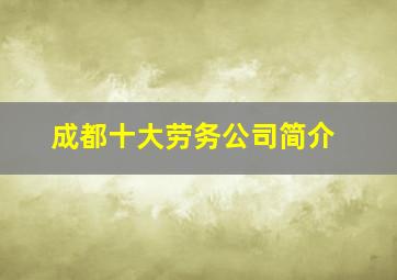 成都十大劳务公司简介