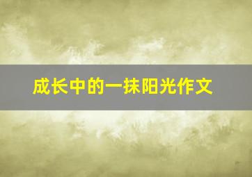 成长中的一抹阳光作文