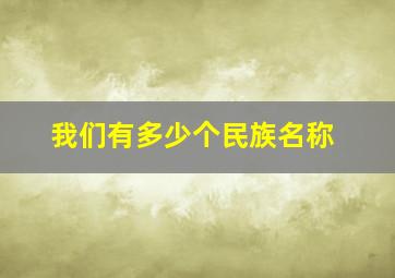 我们有多少个民族名称