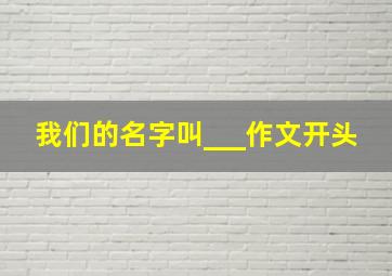 我们的名字叫___作文开头