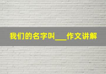 我们的名字叫___作文讲解