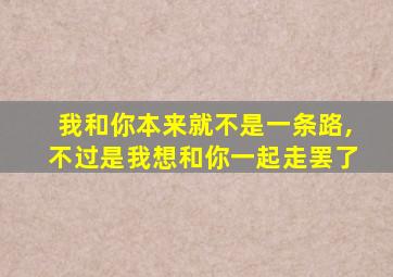 我和你本来就不是一条路,不过是我想和你一起走罢了