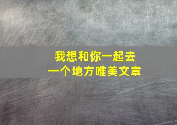 我想和你一起去一个地方唯美文章