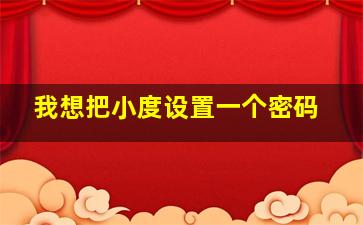 我想把小度设置一个密码