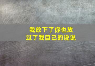 我放下了你也放过了我自己的说说