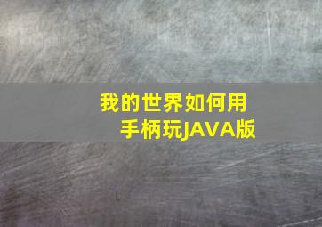 我的世界如何用手柄玩JAVA版