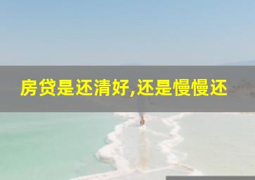 房贷是还清好,还是慢慢还