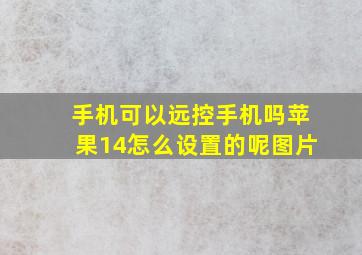 手机可以远控手机吗苹果14怎么设置的呢图片