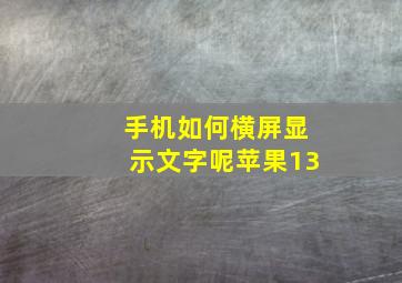 手机如何横屏显示文字呢苹果13