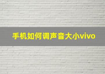 手机如何调声音大小vivo