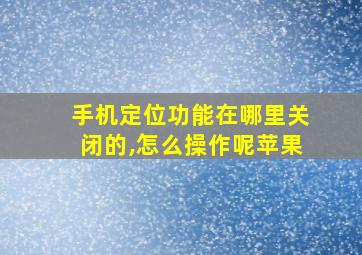 手机定位功能在哪里关闭的,怎么操作呢苹果