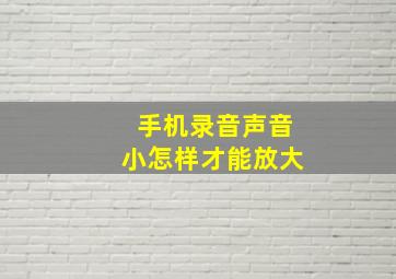 手机录音声音小怎样才能放大