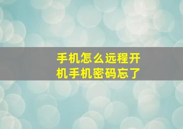 手机怎么远程开机手机密码忘了