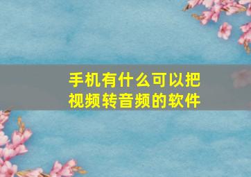 手机有什么可以把视频转音频的软件