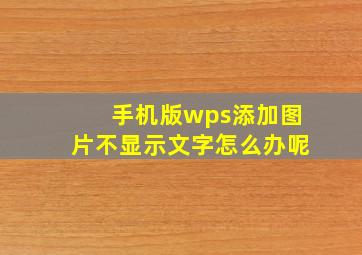 手机版wps添加图片不显示文字怎么办呢