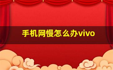 手机网慢怎么办vivo