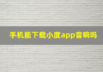 手机能下载小度app音响吗