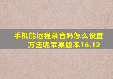 手机能远程录音吗怎么设置方法呢苹果版本16.12