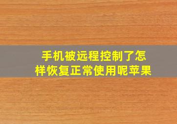 手机被远程控制了怎样恢复正常使用呢苹果