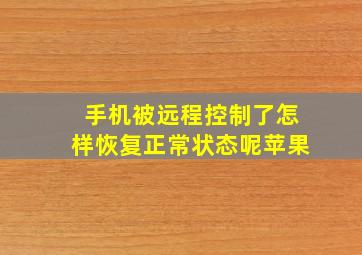 手机被远程控制了怎样恢复正常状态呢苹果