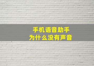 手机语音助手为什么没有声音