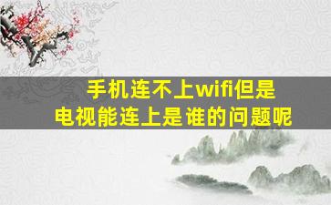 手机连不上wifi但是电视能连上是谁的问题呢