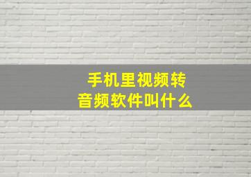 手机里视频转音频软件叫什么