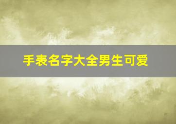 手表名字大全男生可爱