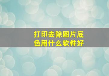 打印去除图片底色用什么软件好