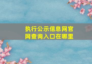 执行公示信息网官网查询入口在哪里