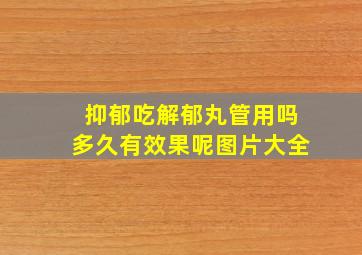 抑郁吃解郁丸管用吗多久有效果呢图片大全