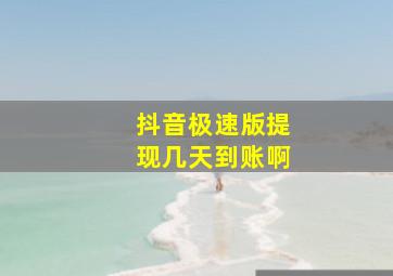 抖音极速版提现几天到账啊