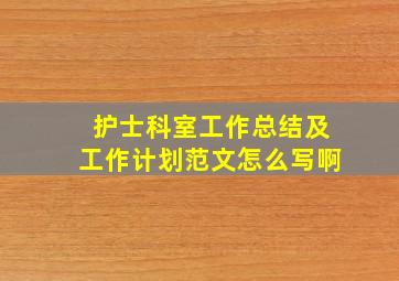 护士科室工作总结及工作计划范文怎么写啊