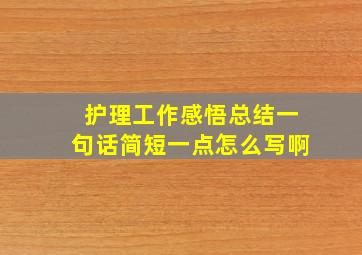 护理工作感悟总结一句话简短一点怎么写啊