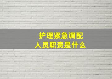 护理紧急调配人员职责是什么