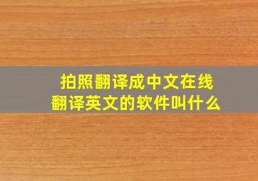 拍照翻译成中文在线翻译英文的软件叫什么