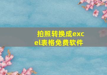 拍照转换成excel表格免费软件