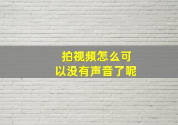 拍视频怎么可以没有声音了呢