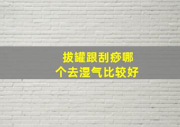 拔罐跟刮痧哪个去湿气比较好