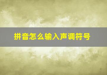 拼音怎么输入声调符号