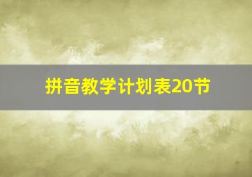 拼音教学计划表20节