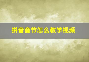 拼音音节怎么教学视频