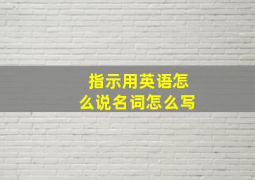 指示用英语怎么说名词怎么写