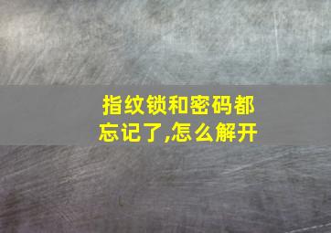 指纹锁和密码都忘记了,怎么解开