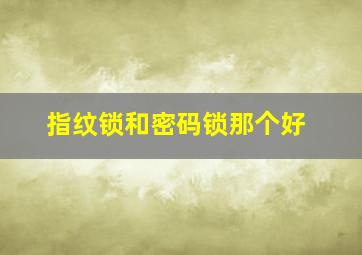 指纹锁和密码锁那个好