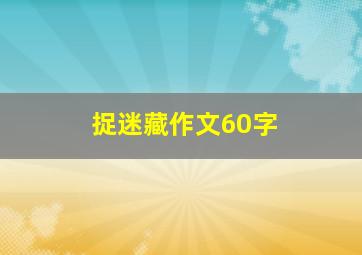 捉迷藏作文60字