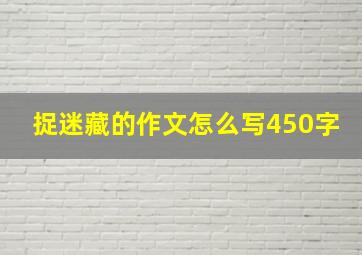 捉迷藏的作文怎么写450字