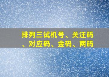 排列三试机号、关注码、对应码、金码、两码